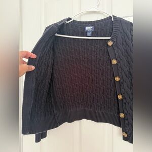 Lands' End Women's Black Button-Up Cardigan